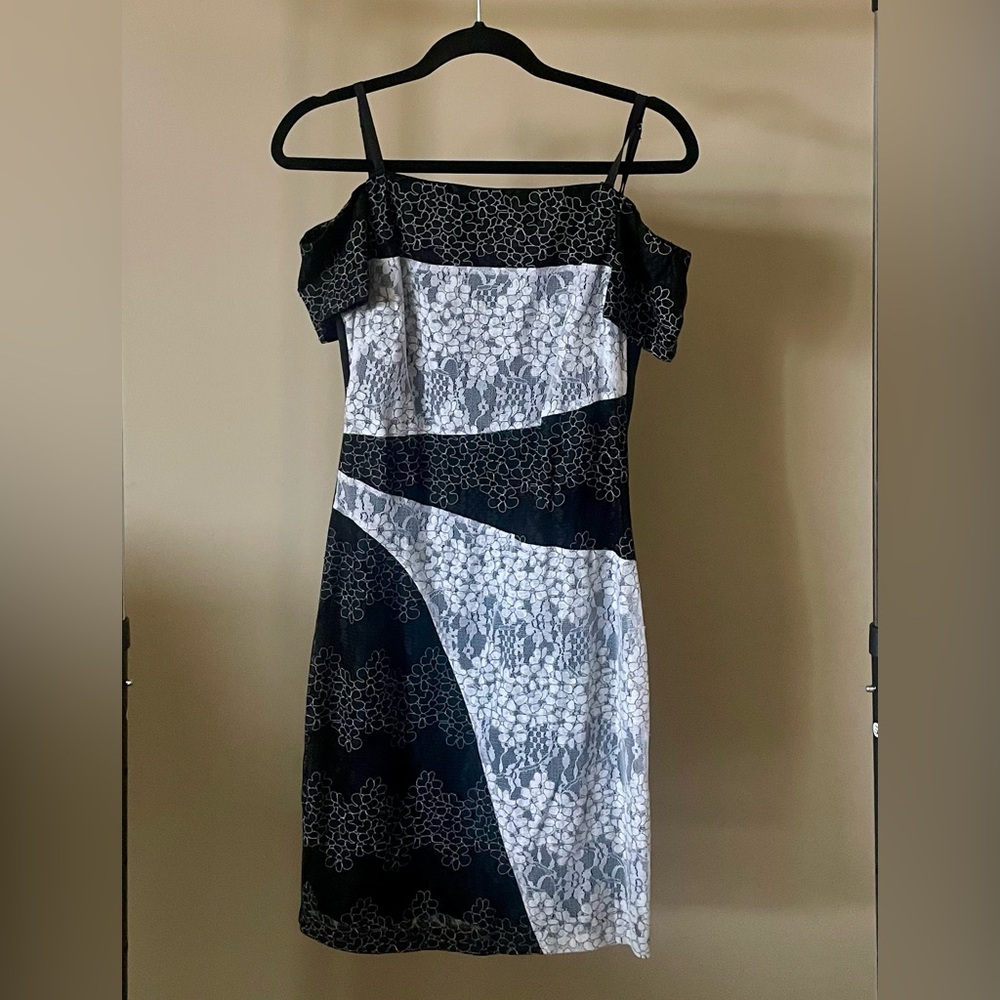 Elegant Black and White Floral Dress